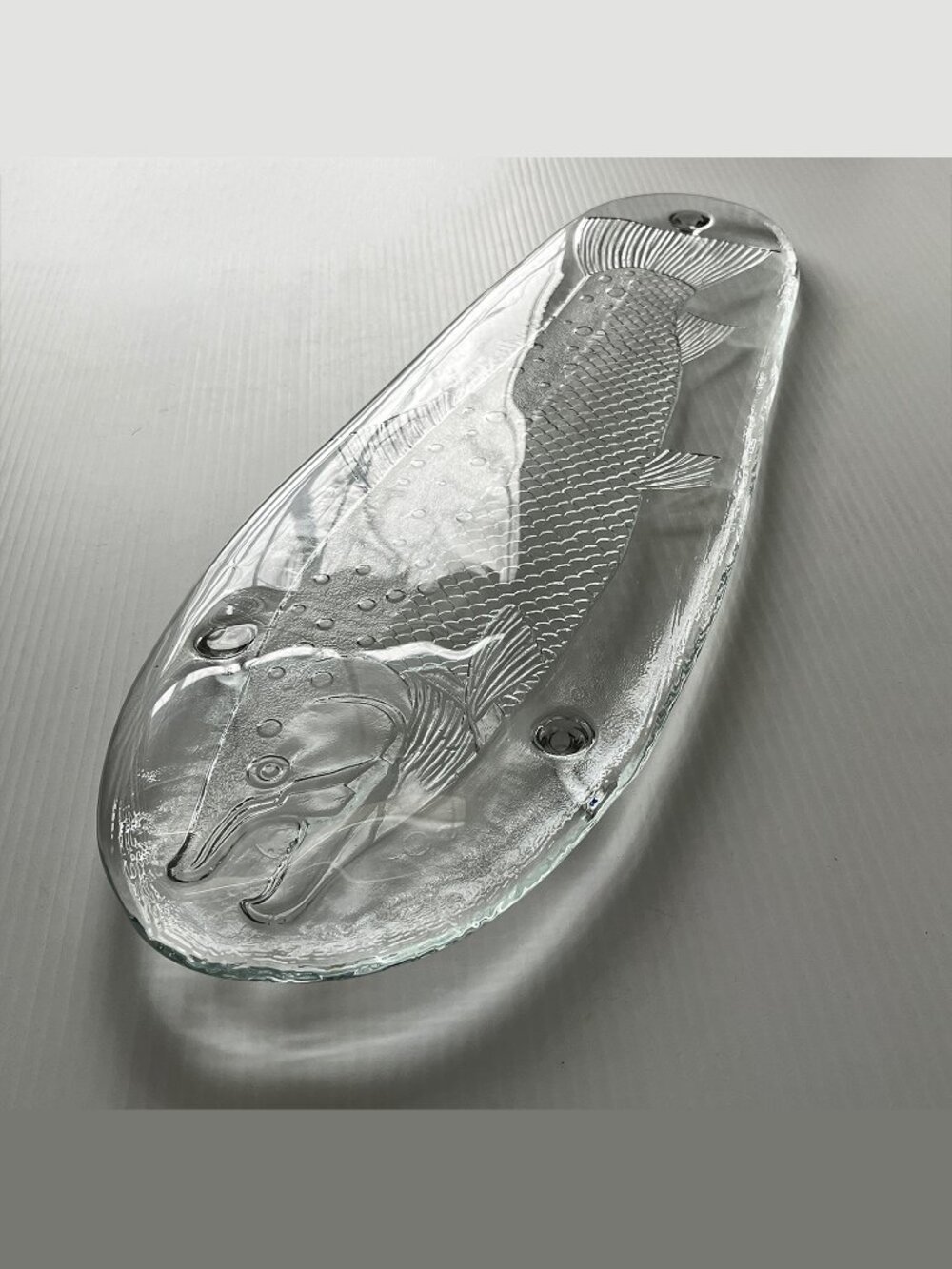 Clear Glass Fish Platter 22.5" long Large Thick Heavy